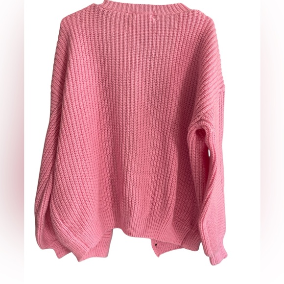 Pink Cable Knit Cardigan Sweater - Picture 2 of 5